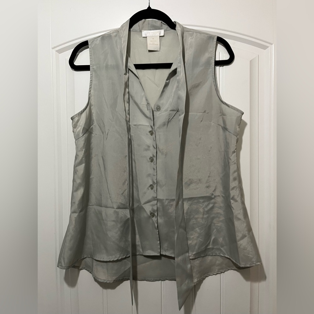 MM Couture by Miss Me sleeveless sheer blouse in Sage Size Medium